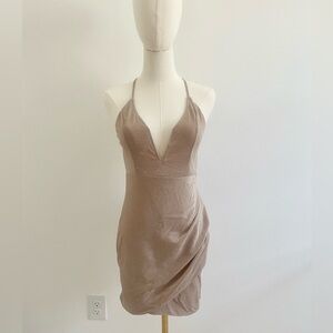 Sparkly Beige Halter Dress